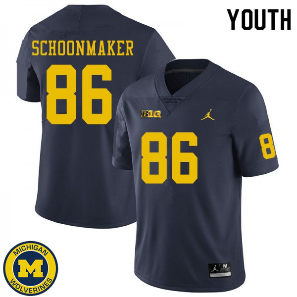 Youth University of Michigan #86 Luke Schoonmaker Navy Stitched Football Jersey